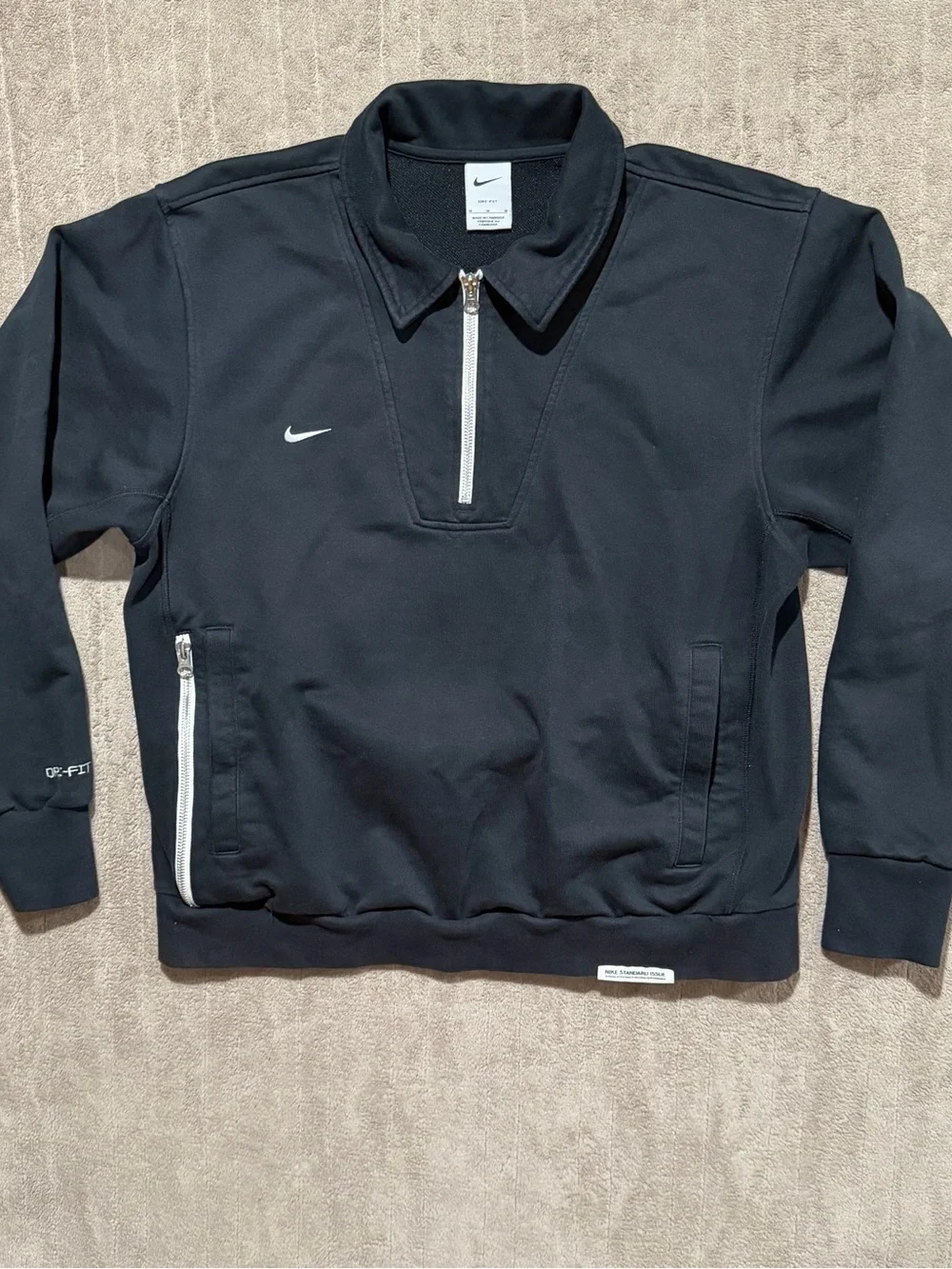 Nike 1/4 Zip Top Standard Issue Pullover Soccer Dri-Fit Black FB6806-328 Mens M